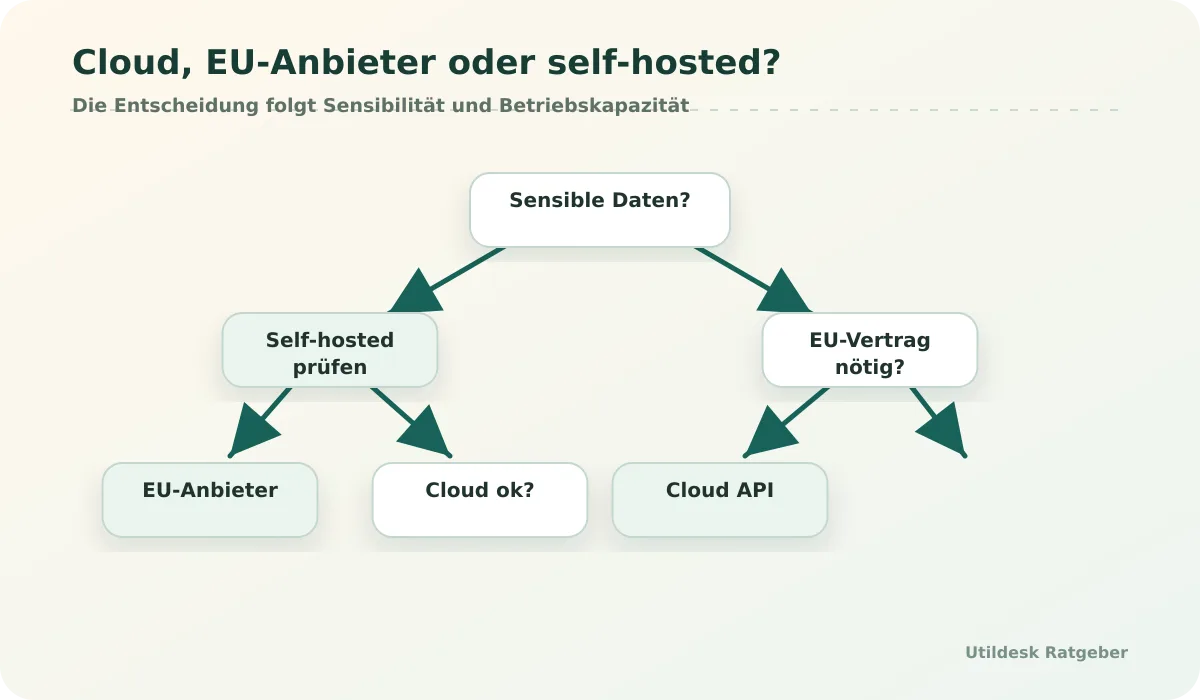 Decision tree: choose cloud API, EU provider or self-hosted alternative