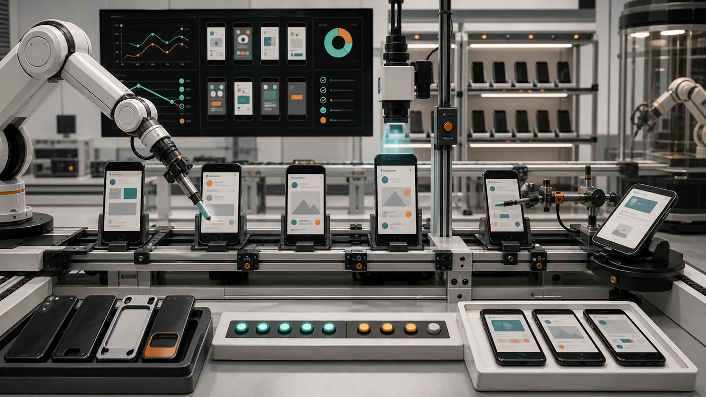 Illustration for Appium: mobile test automation with phones, robot arm and control stations
