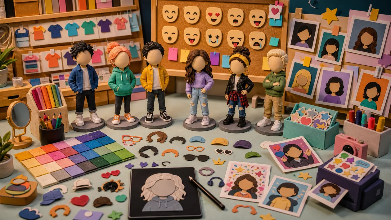 Illustration for Bitmoji: avatar atelier with costumes, poses, and expression variants