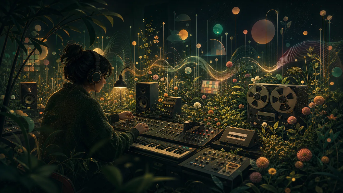 Illustration for Boomy: sound ideas growing inside a futuristic music garden