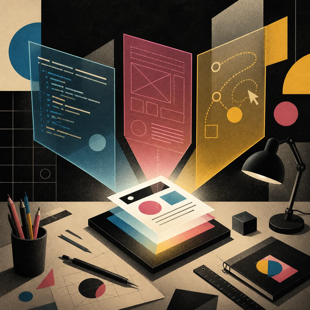 Illustration zu CodePen: geometrische Frontend-Experimente aus Code, Farbe und Layout