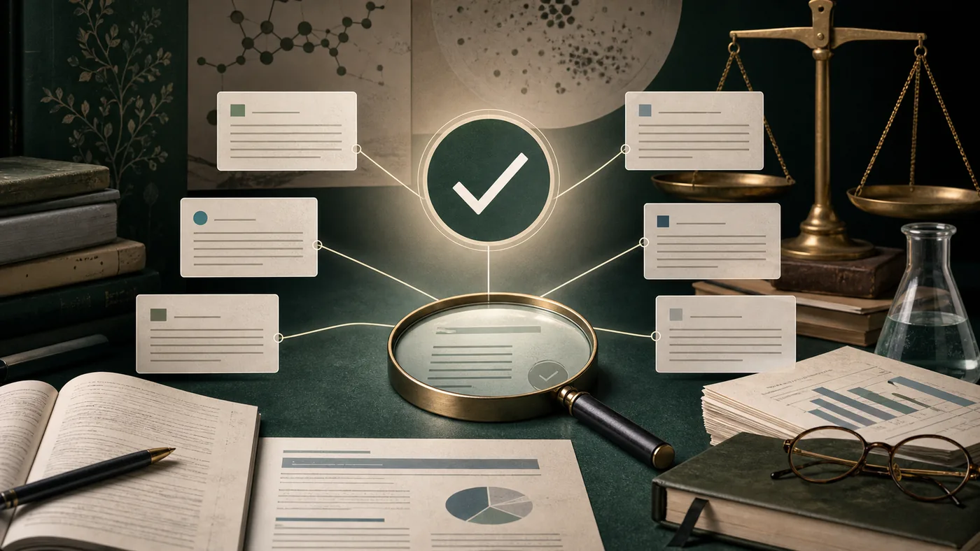 Illustration zu Consensus: Studien, Evidenzwaage und Quellenkarten führen zu einer belastbaren Antwort