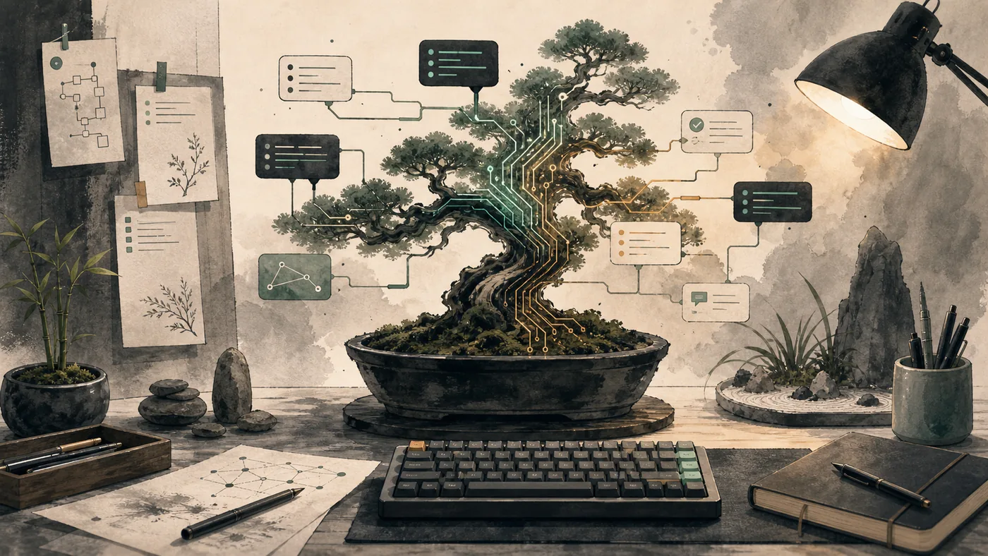 Illustration for Continue: coding workflow as a branching circuit bonsai