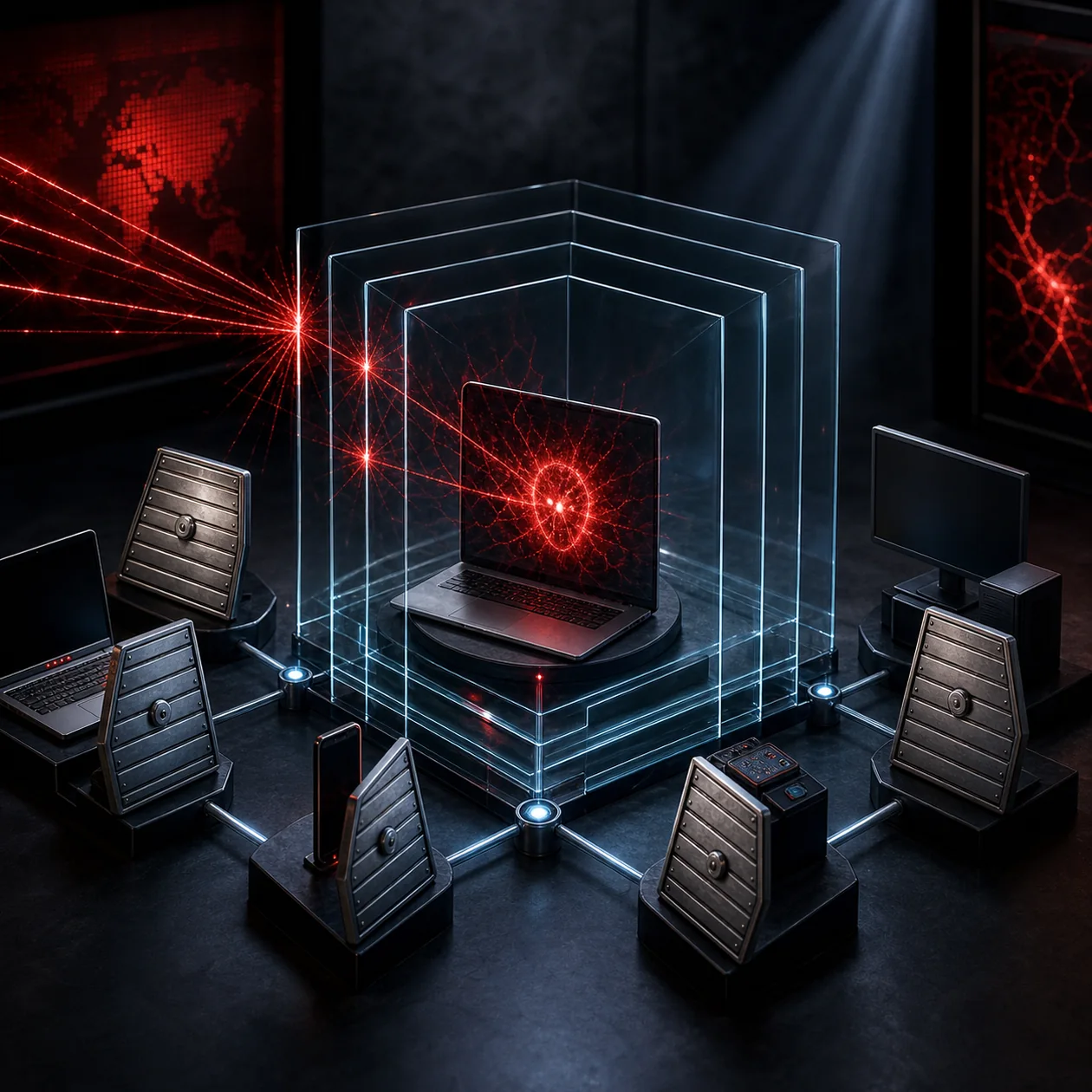 Illustration zu CrowdStrike Falcon: Sicherheitslabor fängt ein rotes Angriffssignal ab