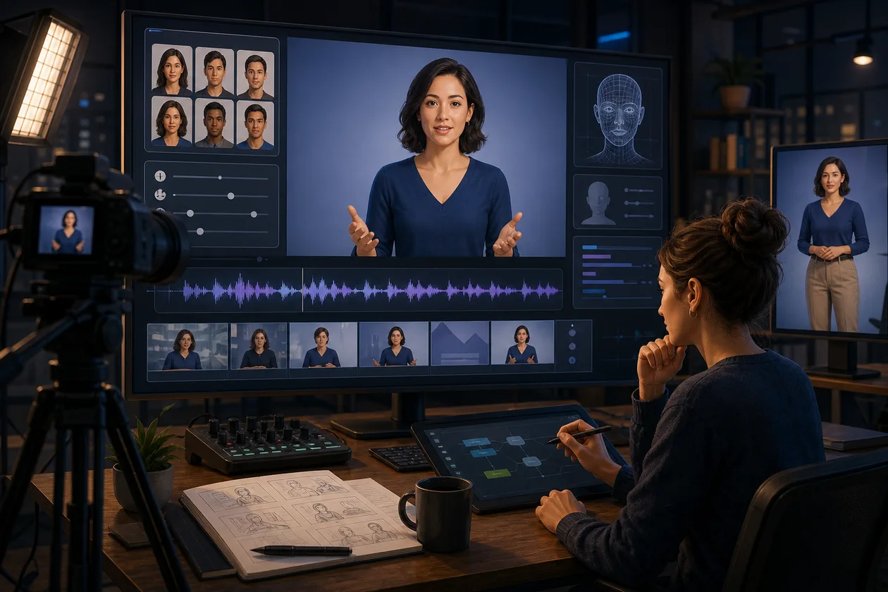 Illustration for D-ID: video team creates generic presenters with voice and storyboard