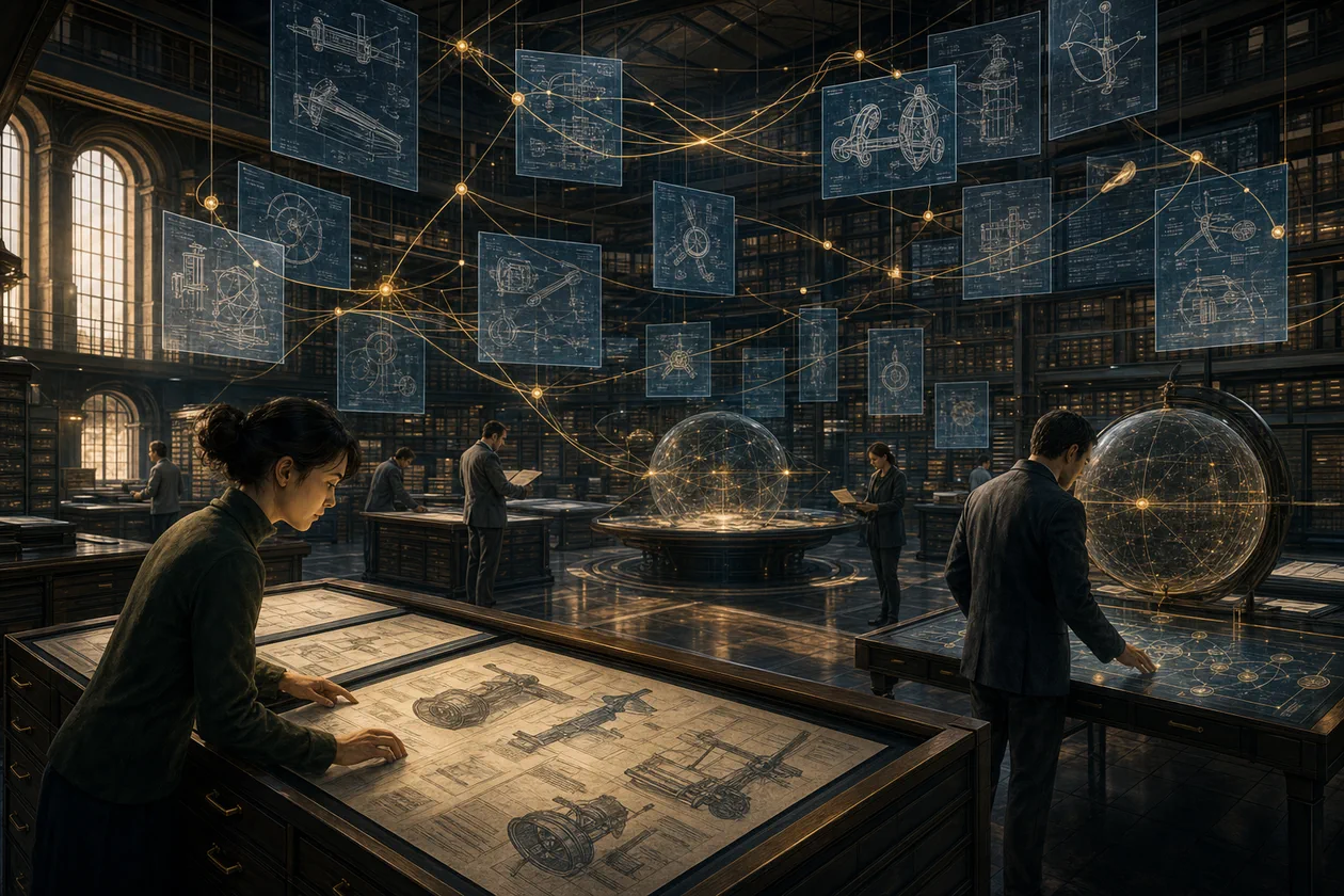 Illustration for Derwent Innovation: patent analysts explore technology paths in a research archive