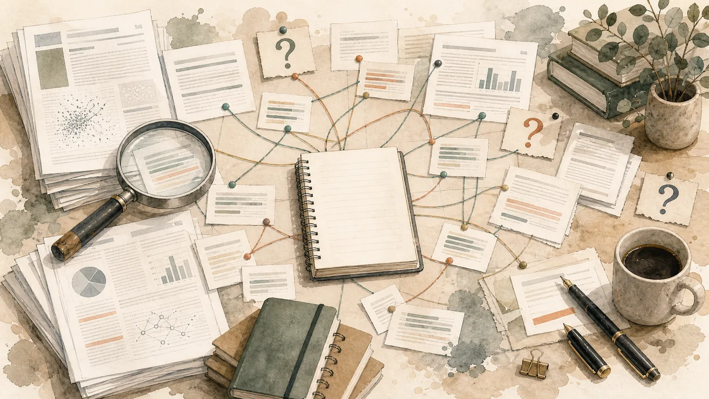 Illustration for Elicit: research papers connected into an evidence trail
