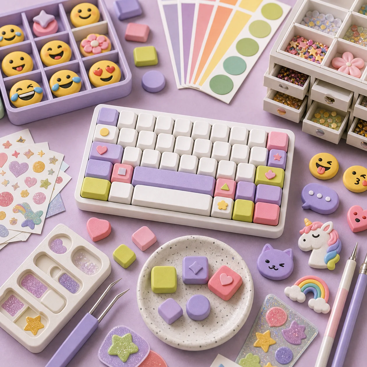 Illustration for Facemoji: keyboard and sticker craft kit with colorful expressions