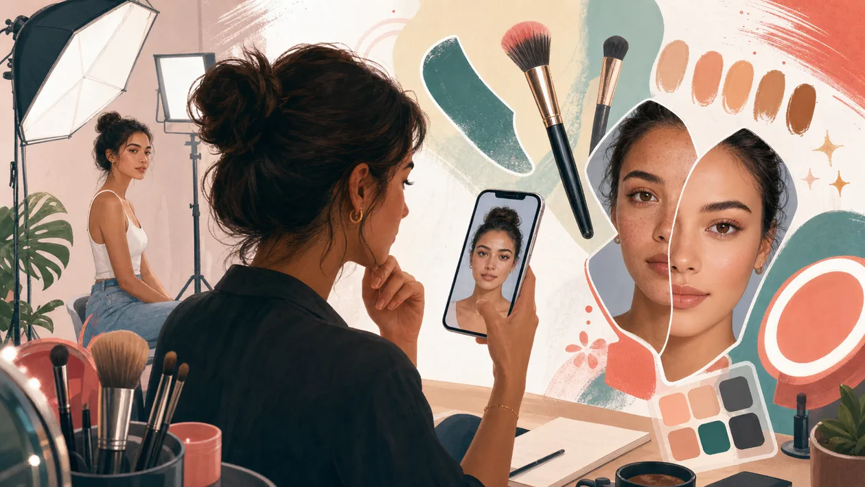 Illustration for Facetune: portrait studio with retouching, lighting and image variants