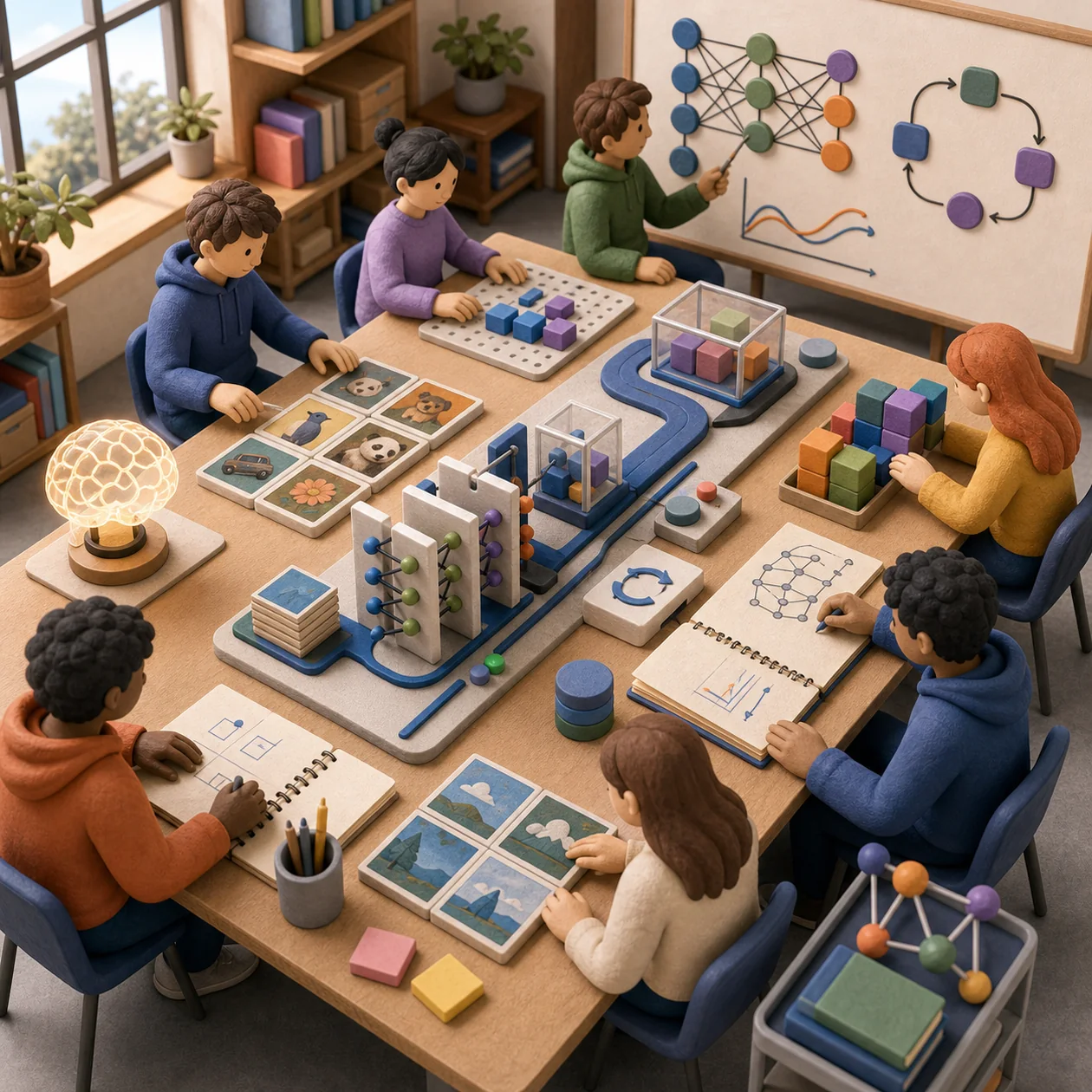 Illustration zu Fastai: Lernlabor mit neuronalen Blöcken und Trainingsstationen