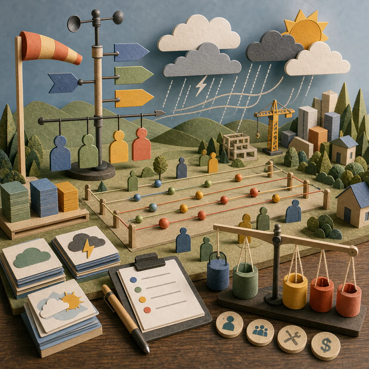 Illustration for Forecast: project planning as a weather station with resources and timelines