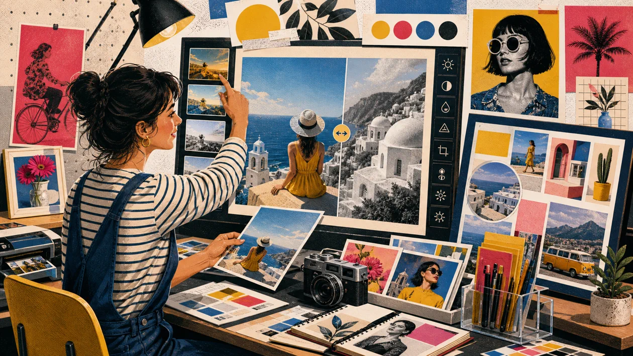 Illustration for Fotor: photo lab combines filters, collages and design variants