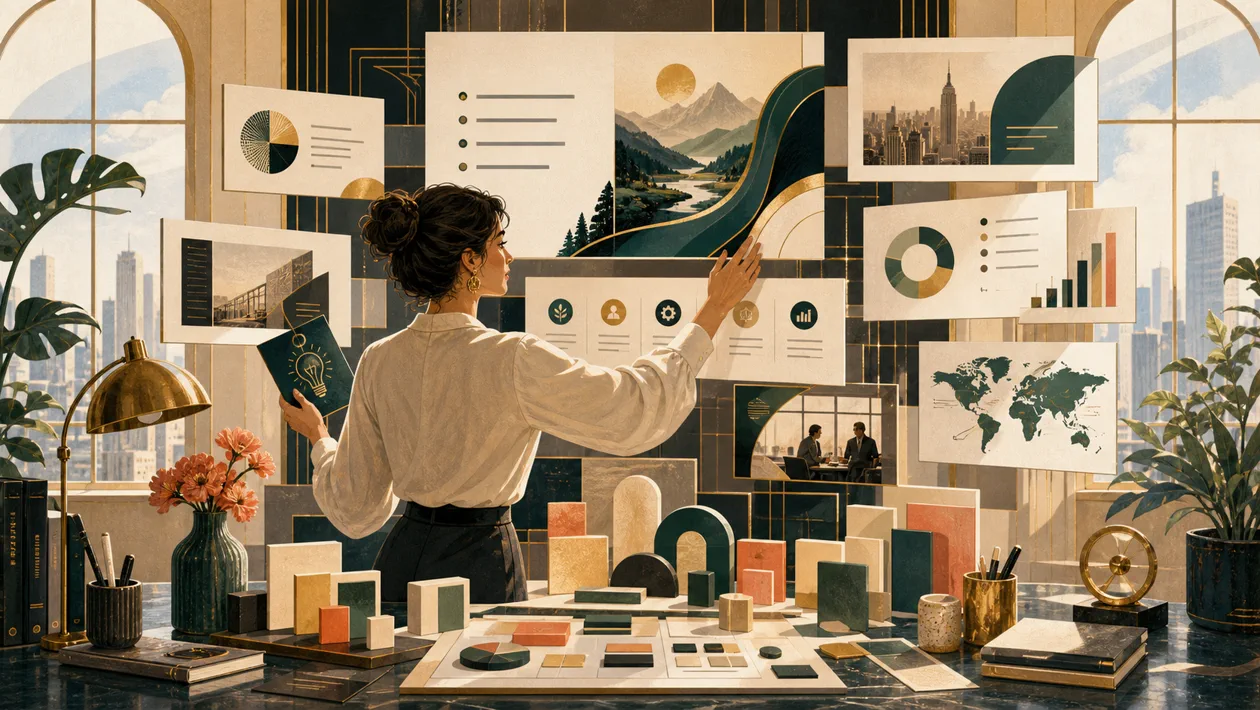 Illustration for Gamma: presentation studio turns ideas into visual panels