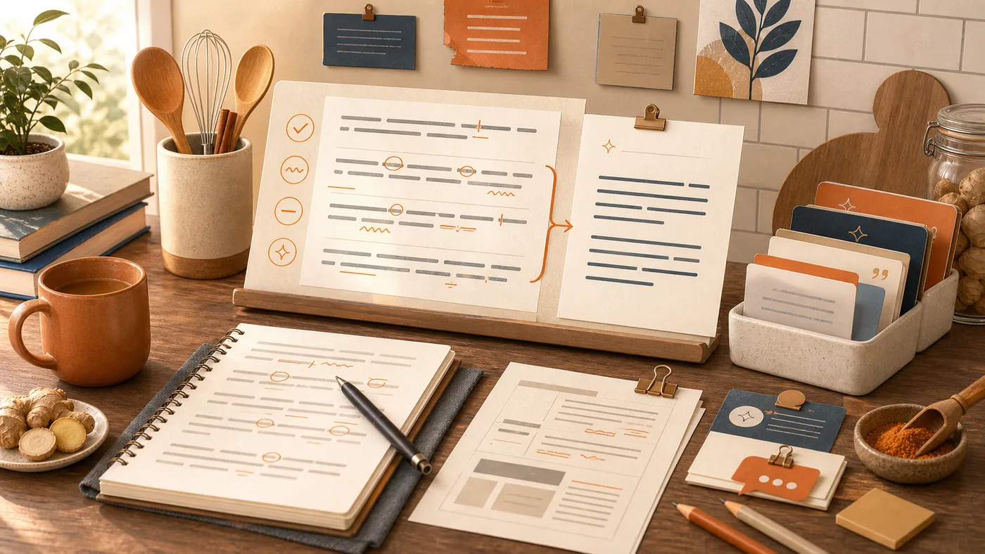 Illustration for Ginger: sentence strips revised with grammar and style guidance