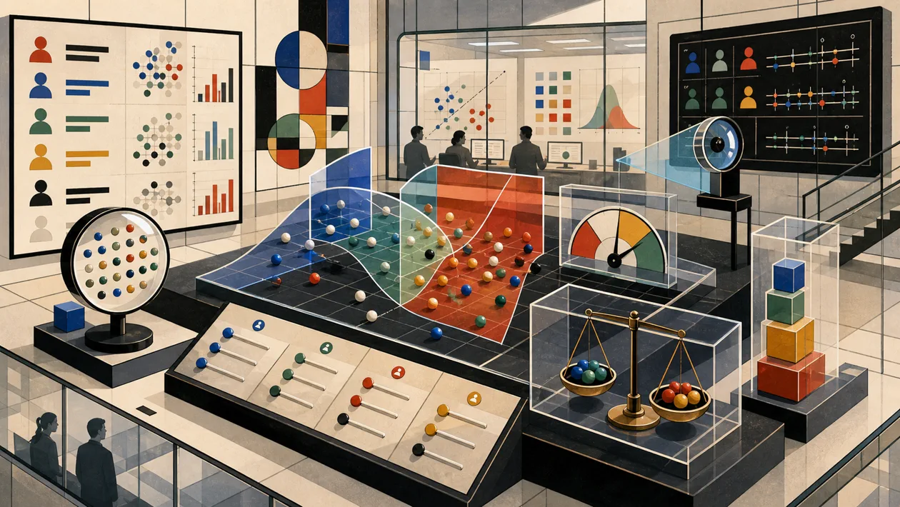 Illustration for Google What-If Tool: model inspection with scenario lenses, data points and fairness scale