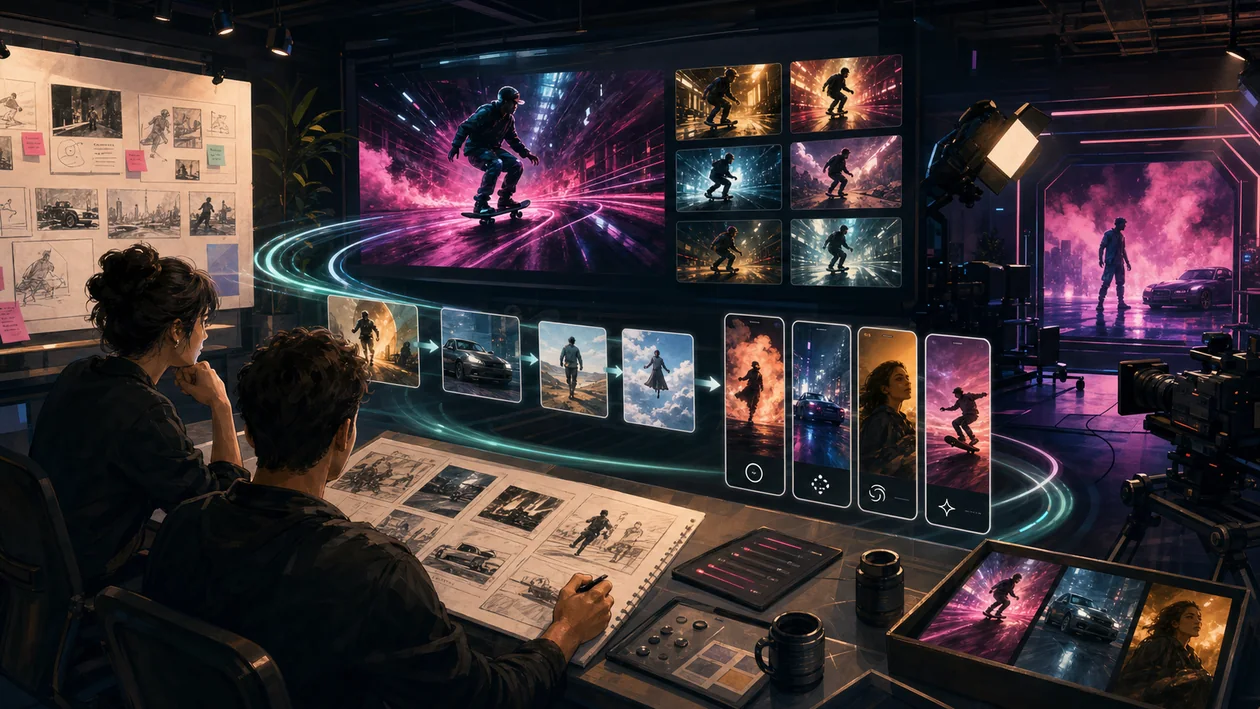 Illustration for Higgsfield: AI video lab with storyboards, camera paths, and clip variants