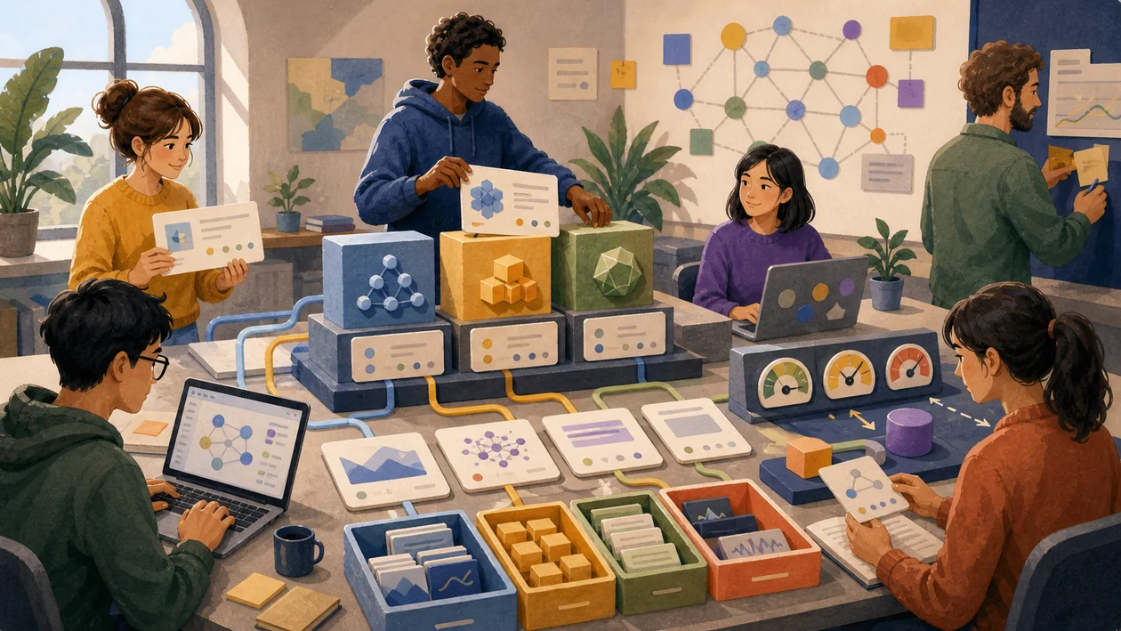 Illustration for Hugging Face: open model library with datasets, model cards, and experiments