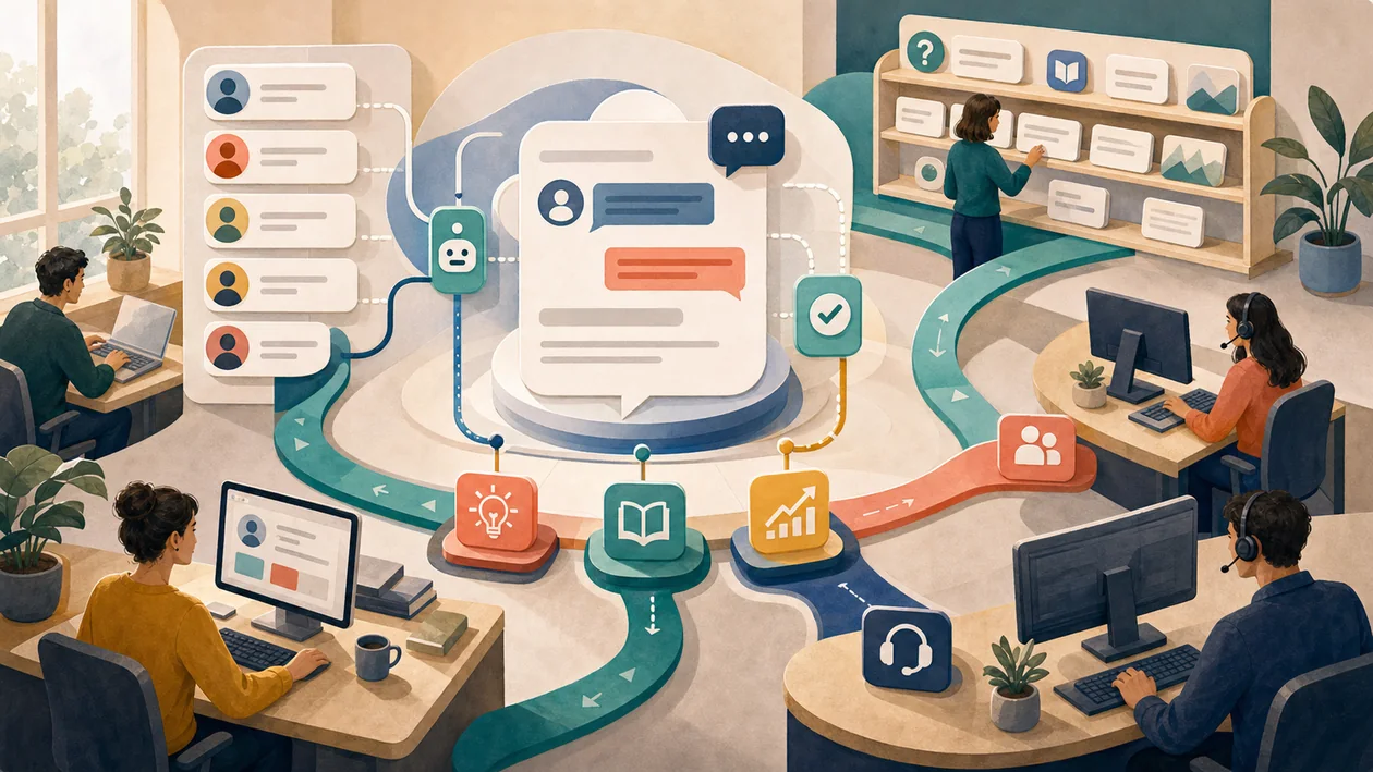 Illustration for Intercom: customer chat, help center, and support handoffs in a service hub