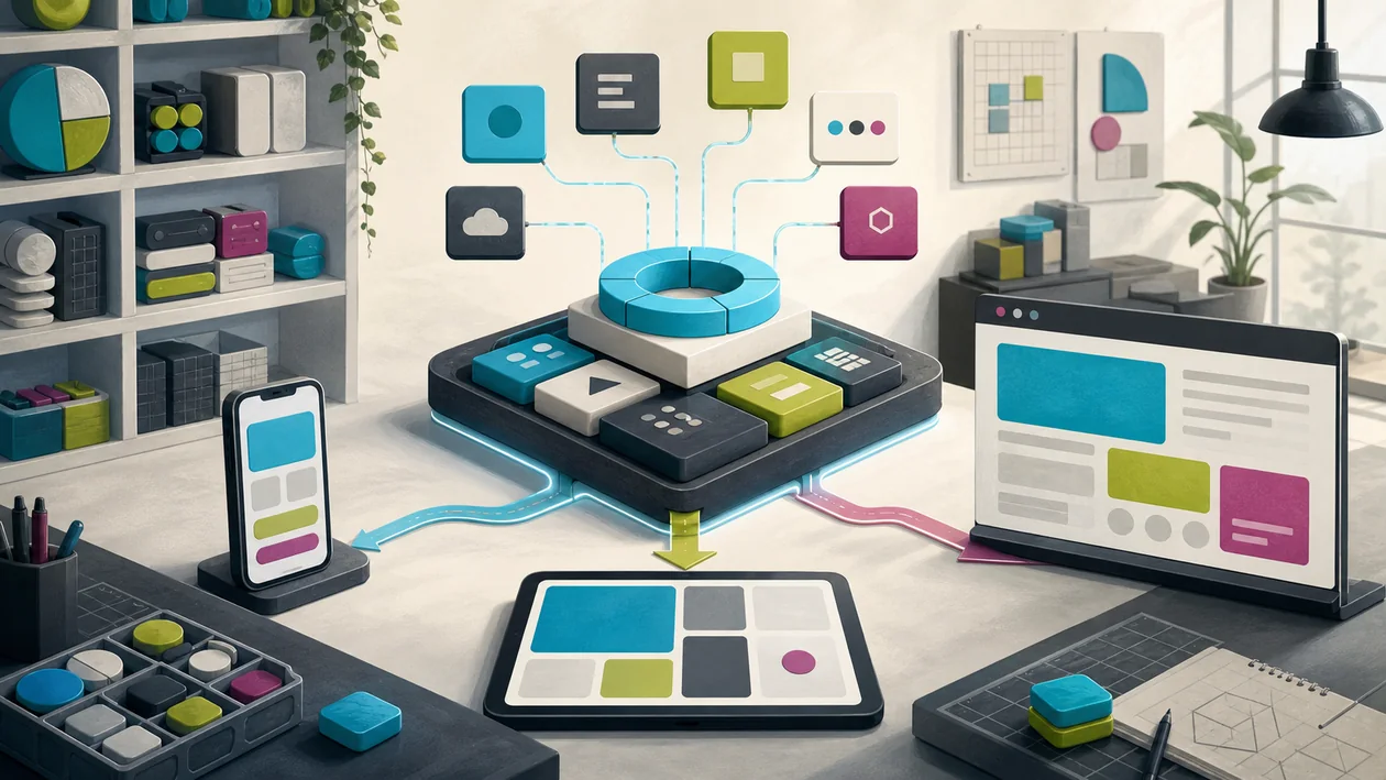 Illustration zu Ionic Framework: Cross-Platform-App entsteht aus Komponenten, Screens und Testgeraeten
