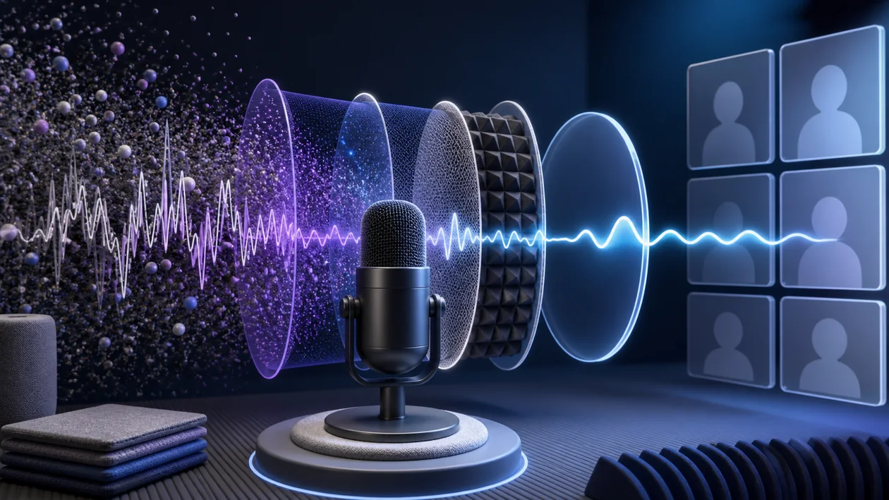Illustration for Krisp: meeting audio is separated from background noise and cleaned
