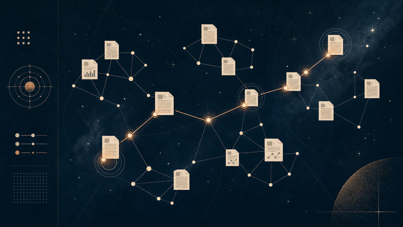 Illustration zu Litmaps: Zitationsnetz als Sternkarte wissenschaftlicher Arbeiten