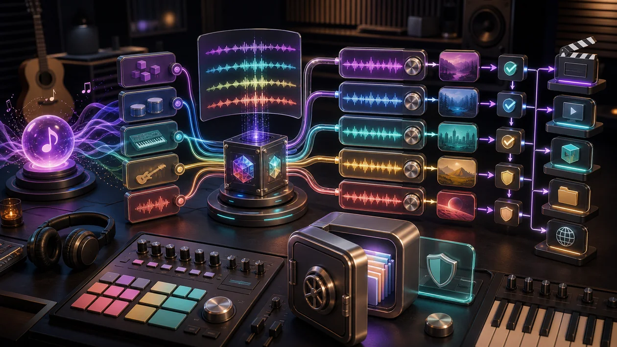 Illustration for Loudly: music ideas become soundtrack variants, selection, and licensing paths