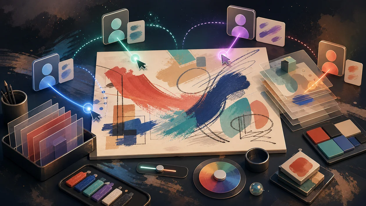 Illustration for Magma: shared creative canvas connects sketches, brush strokes, and layers