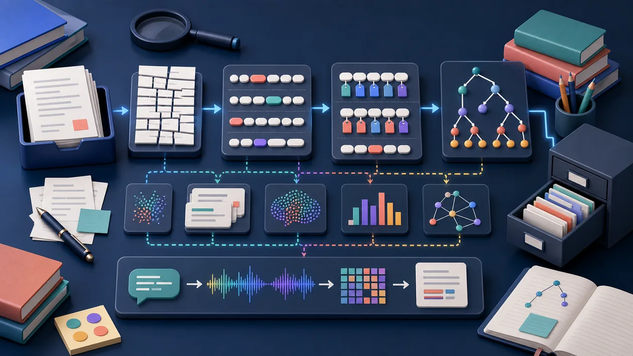 Illustration for NLTK (Natural Language Toolkit): Language samples are tokenized, encoded, and organized into NLP structures