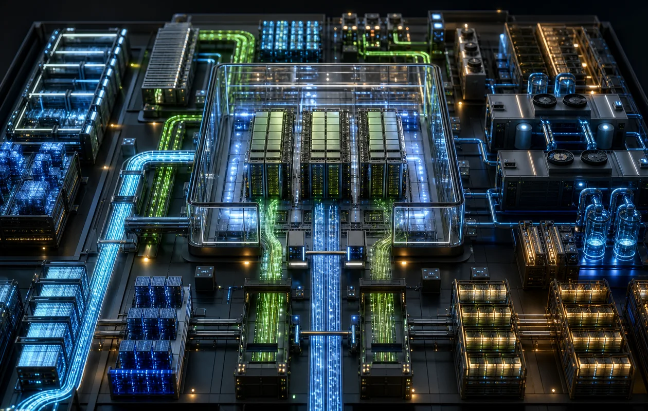 Illustration for NVIDIA DGX Systeme: editorial workflow scene for NVIDIA DGX Systeme with tool-related work objects
