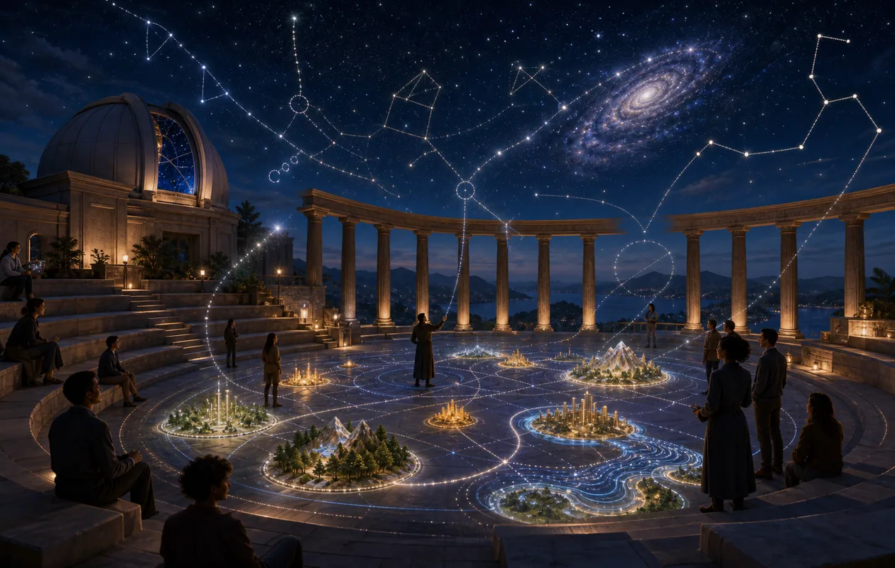 Illustration for Observable: data islands and star paths form an open computational observatory