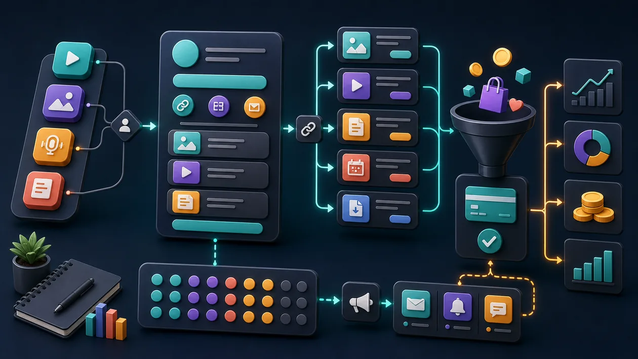 Illustration for Pillar: Creator offers and link paths are bundled into a monetization flow