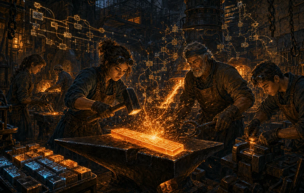 Illustration for PolyCoder: code forge with learning blocks and test sparks