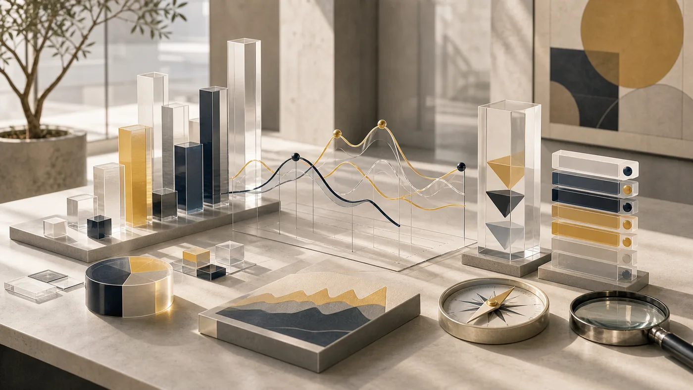 Illustration for Power BI: data sculptures, charts and a decision compass