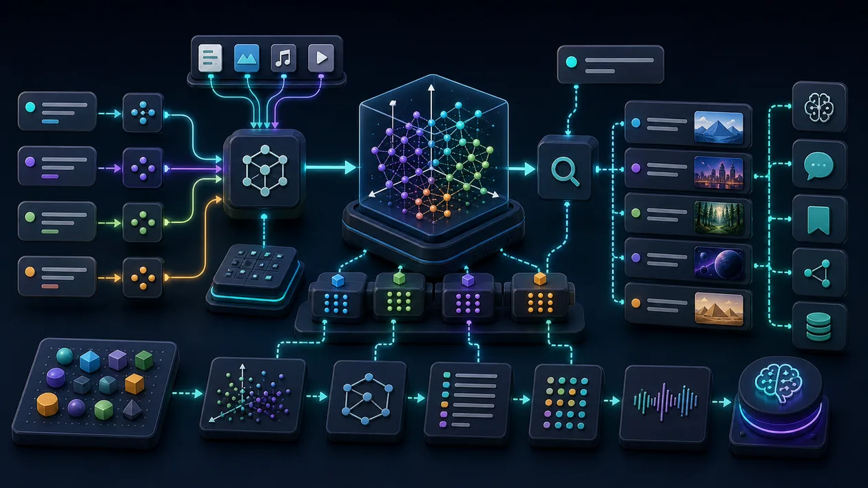 Illustration for Qdrant: Query vectors search embedding clusters and return matching results