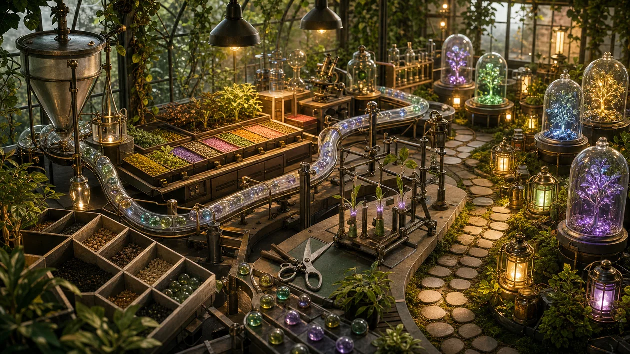 Illustration for SAS Viya: Data grows in a greenhouse from preparation through model training to deployment