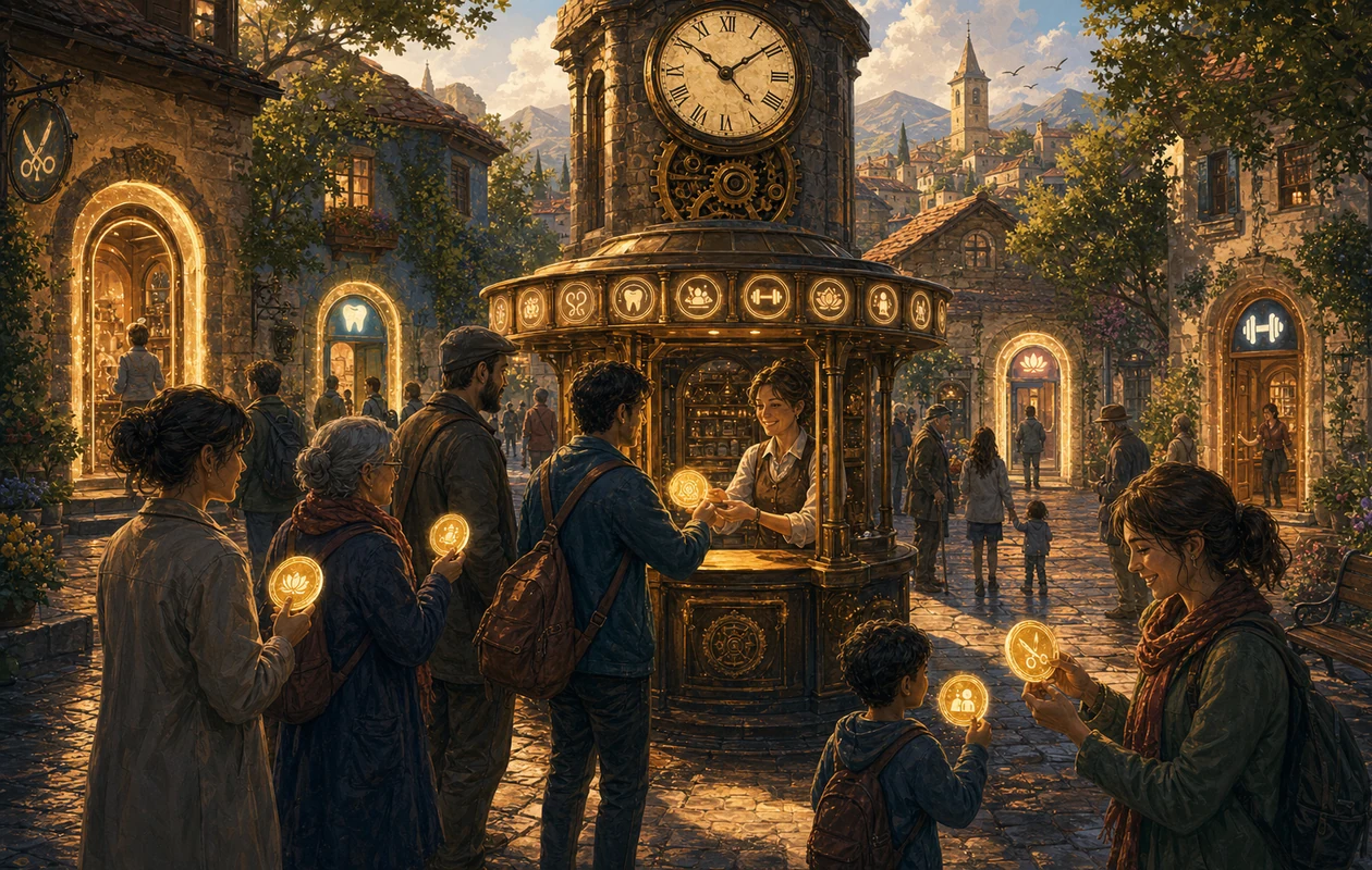 Illustration for Setmore: booking station with time slots and arrival tracks