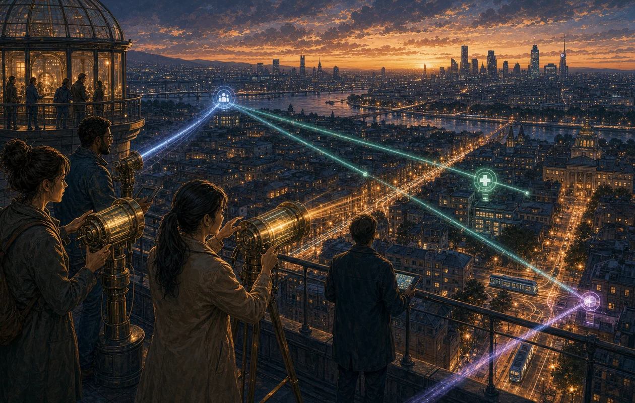 Illustration for Sisense: insight lighthouse over data islands