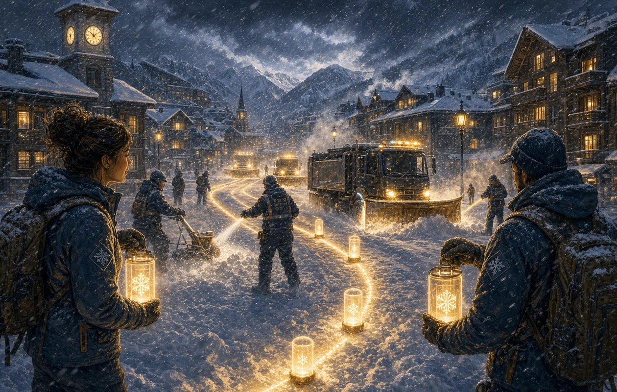 Illustration for Snow: frosted portrait studio with image filters and light masks