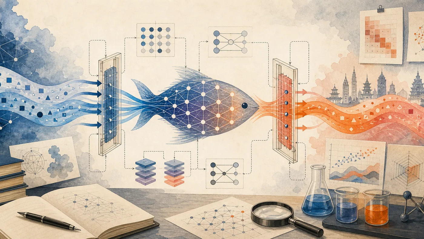 Illustration for Sockeye: language streams passing through a neural translation model