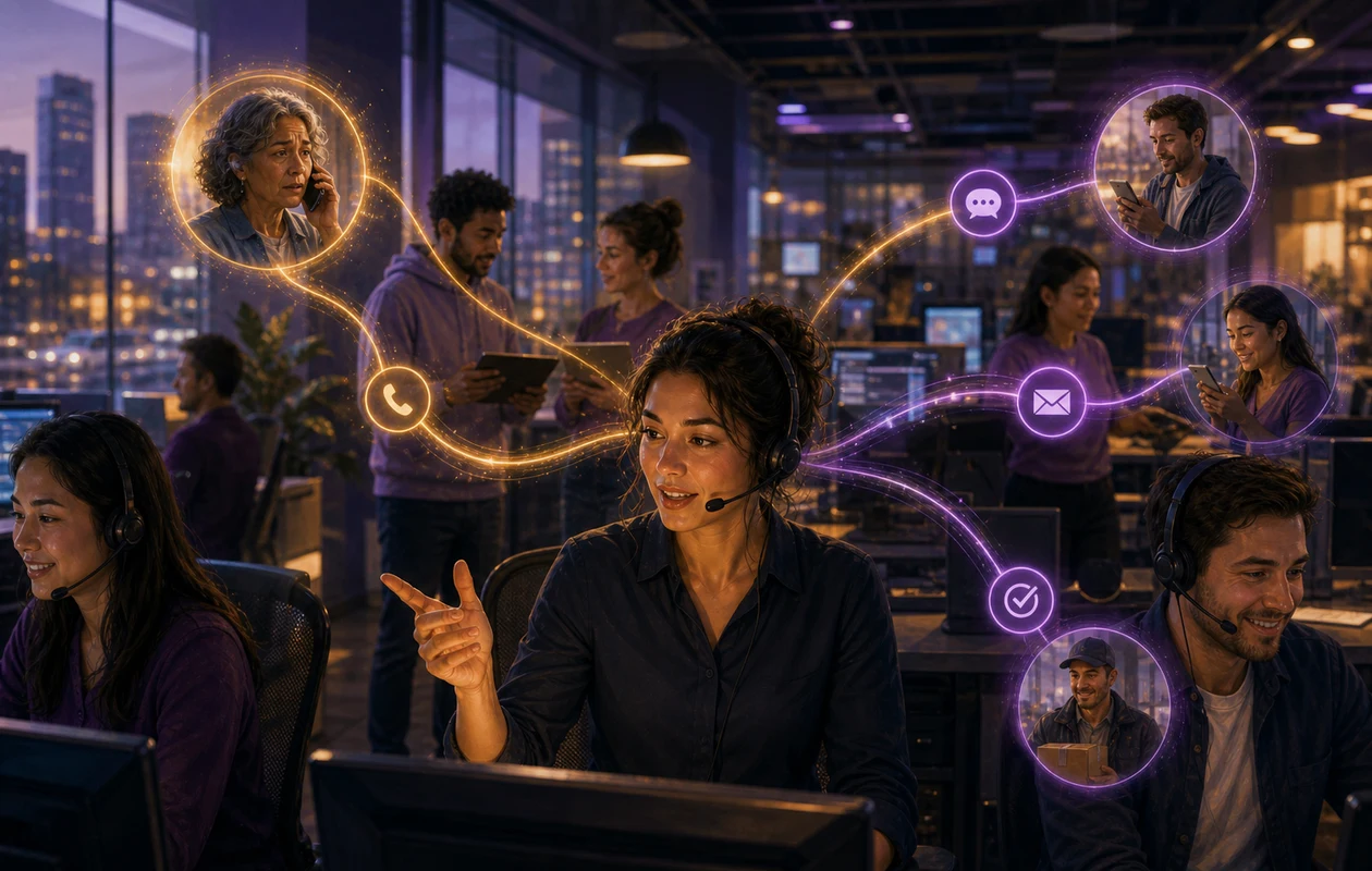 Illustration zu talkdesk: Kundensupport im Servicehub