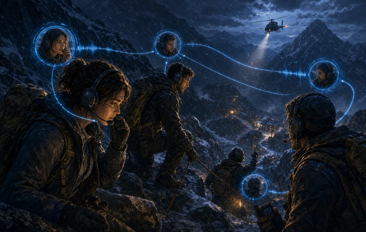 Illustration for teamspeak: voice team in a mountain storm
