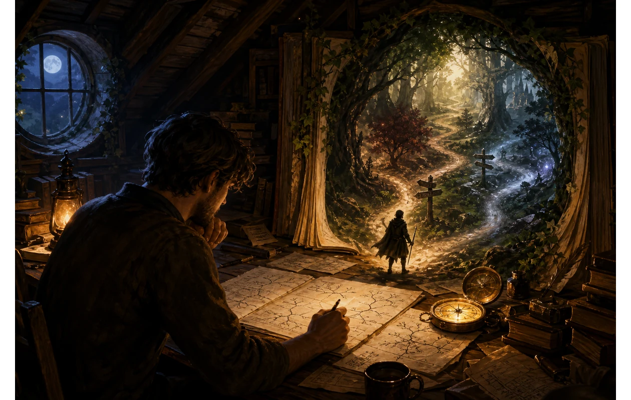 Illustration for textadventures-co-uk: A game writer discovering branching story paths
