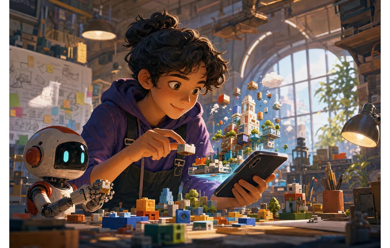Illustration for Theia: development environment as a modular building with terminal and code rooms