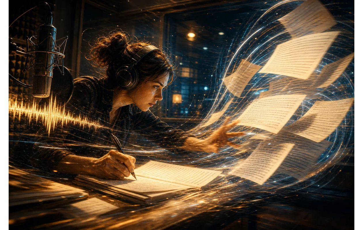Illustration for turboscribe: Transcriber capturing speech at high speed