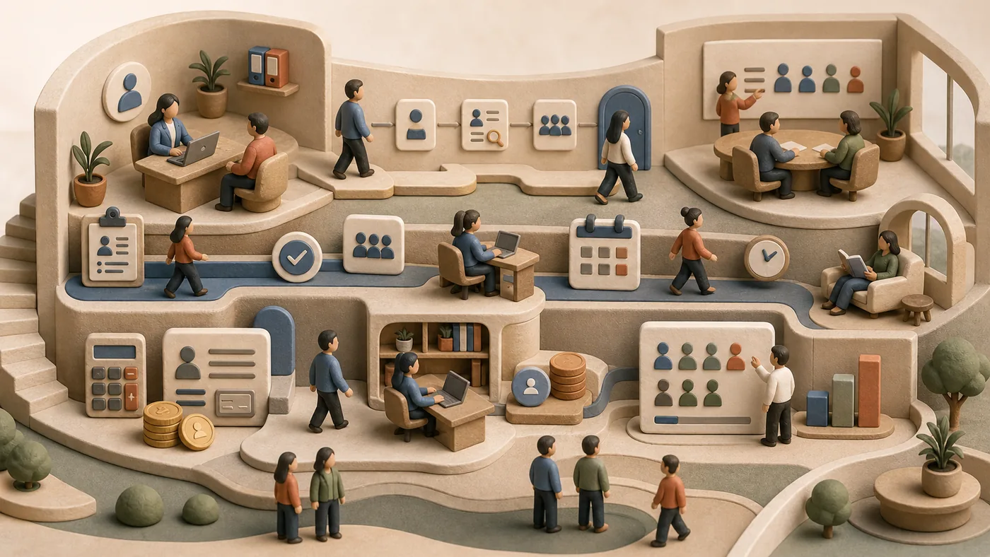 Illustration for Workday HCM: HR processes as a walkable organization landscape