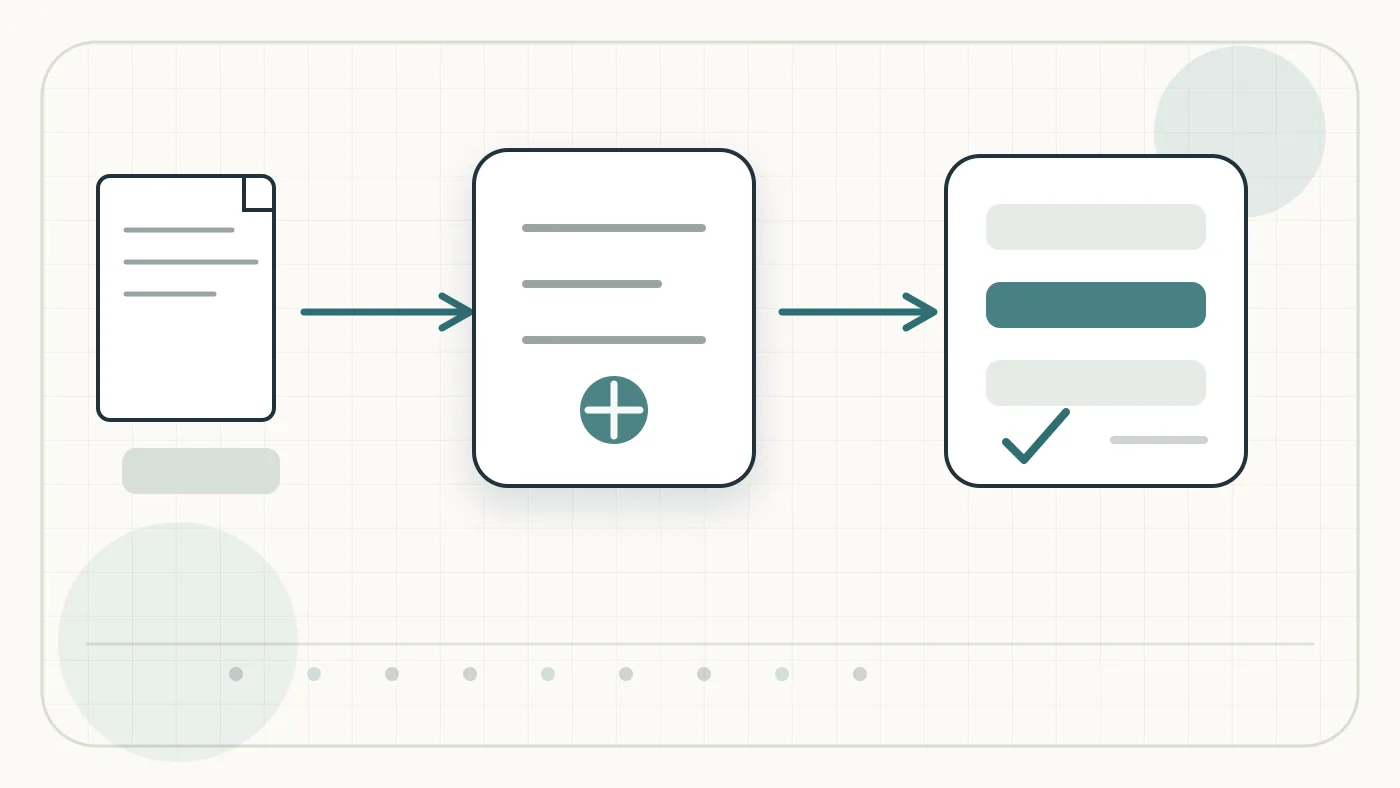Illustration for Rossum: technical process graphic for document intake, OCR, validation, and export