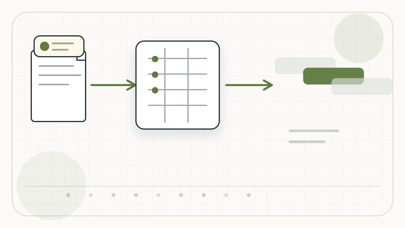 Illustration for Docparser: technical process graphic for document intake, OCR, validation, and export