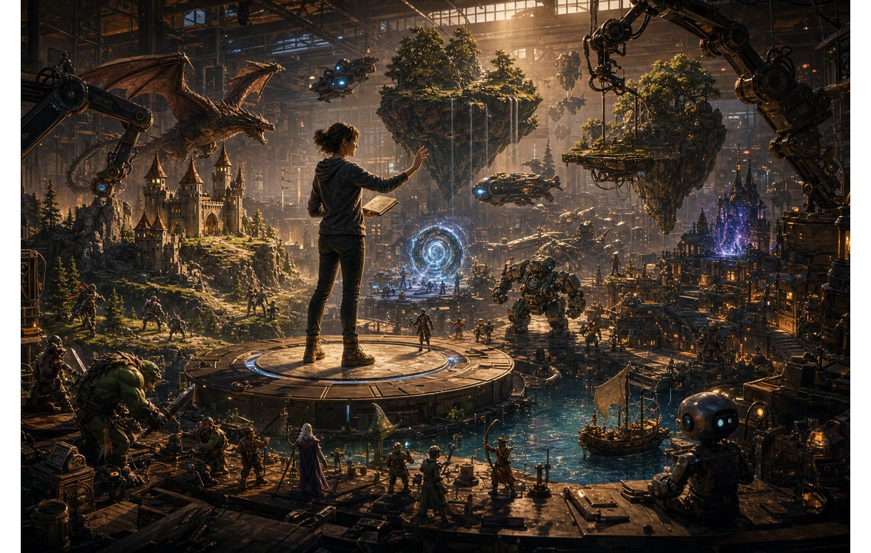 Illustration zu unity: Developer building a game universe