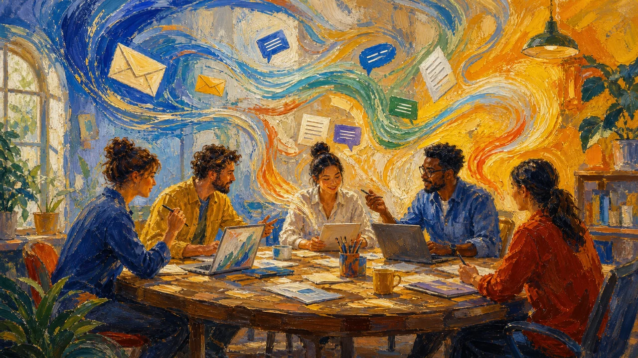 Redaktionelle Illustration zu Zoho Workplace: gemeinsamer Arbeitsraum für Teams