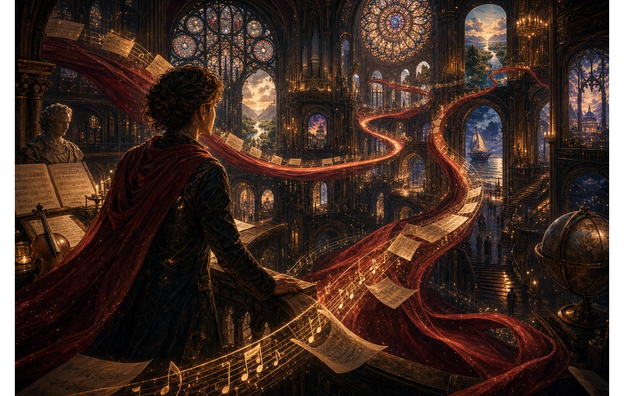 Illustration zu vivaldi: Traveler navigating the web like a musical composition